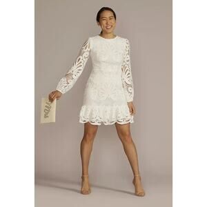 DB Studio Allover Lace Flounce Hem Dress Size 4 Bridal Shower Rehearsal NWT